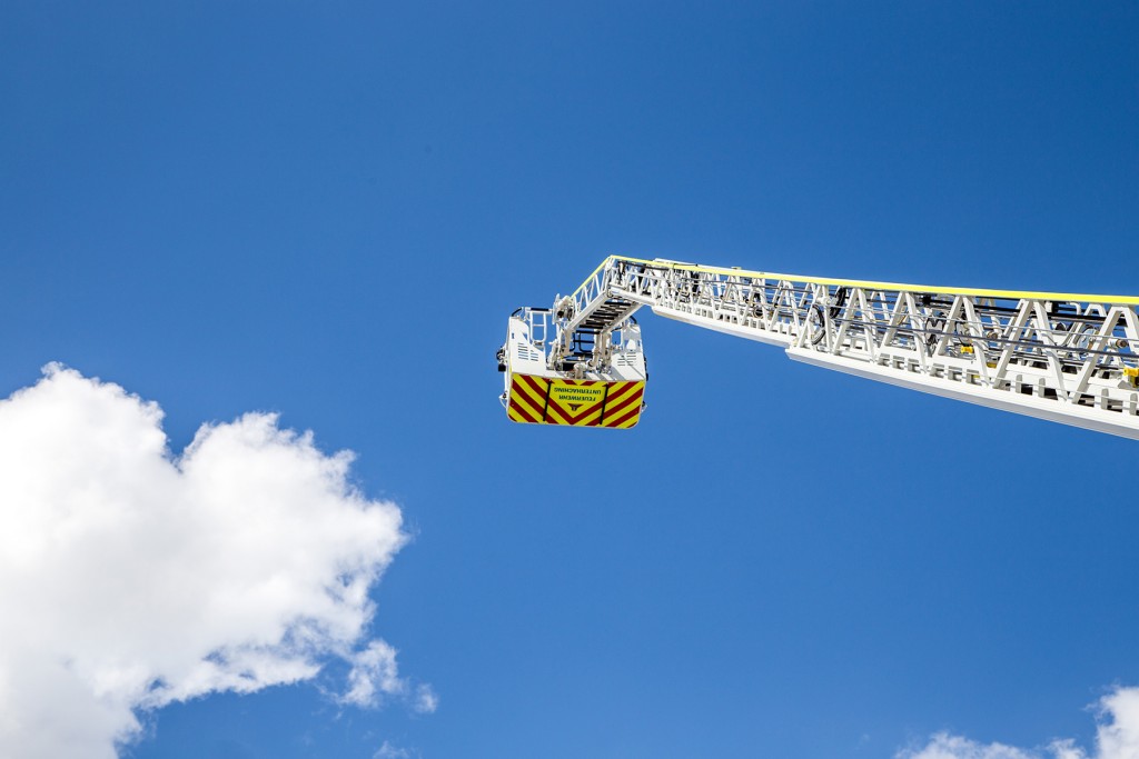 Abholung der neuen Drehleiter im Magirus-Werk Ulm.