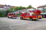 Ankunft der neuen Drehleiter am Gerätehaus.